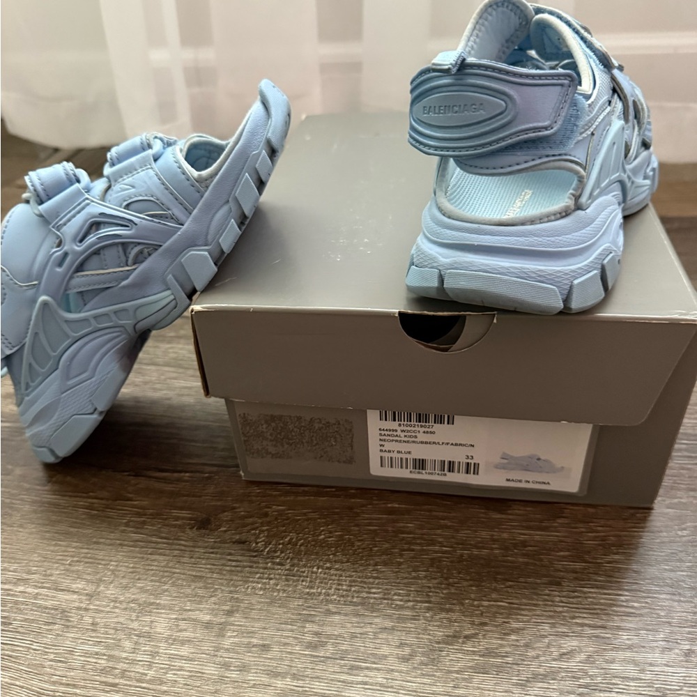 Balenciaga Kids Pastel Blue Track-Style Sandals